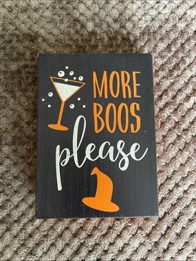 Halloween 'More Boos Please' Black and Orange Decorative Sign